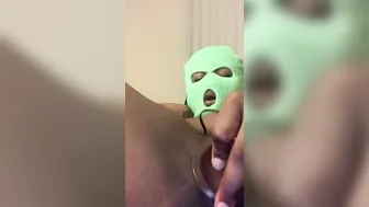 African creams and orgasms on toy Leaking cunt close up