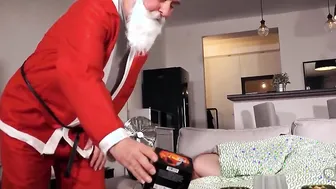 Mature Santa has sex with slim 19 year old and fucks her
