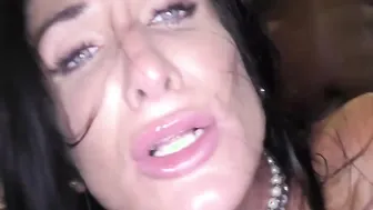 Hottie British MILFs enjoy a gang bang fucking and facials