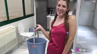 Masturbating while the delivery bro is next to her Alana