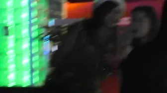 She wore only a tinsel at club Outdoors flashing