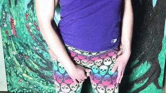 CFNM penis play into yoga leggings