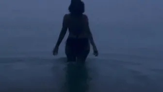 Hispanic cougar Takes an Evening Beach Stroll