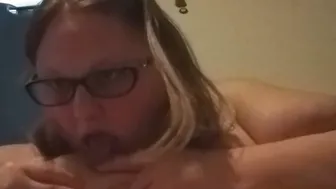 BBW cougar BLOWS AND LICKS BREASTMILK OFF OWN BOOBIES