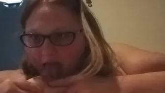 BBW cougar BLOWS AND LICKS BREASTMILK OFF OWN BOOBIES