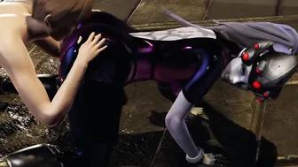 The widowmaker breaks the spaceship and has to pay the mechanic with her company