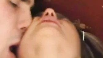 sexy dark hair with tight body getting anal on the bed