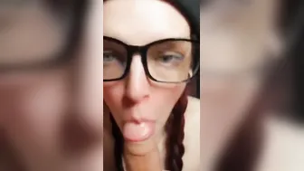 point of view Skinny Ginger With Glasses Give Me a Fellatio on Snapchat