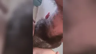 Tongue deep into my wifes arse. Finished with snatch pounding