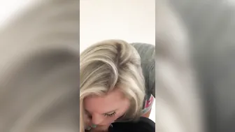 Cutie blonde cougar blows huge fat dick