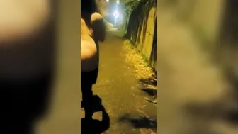 Nude outdoors flashing