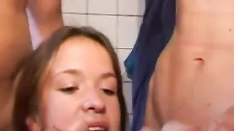Dutch gang bang with one women and four men