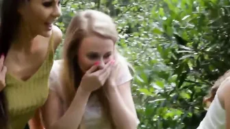 CFNM dominas sucking off submissive outdoor inside naughty group