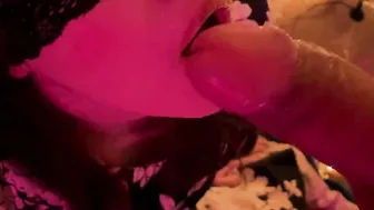Holiday New Year oral sex from a stunning woman inside a