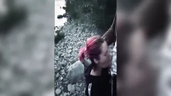 Hubby films fiance suck stranger on river outdoor fellatio