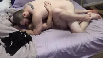 Private missionary sex on bed dual orgasm with Beauty pawg unshaved inkd fiance
