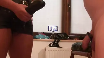 Humiliating two slaves with big dildos part2