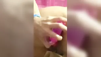 Turned On women getting a double sided vibrator and a plug tail on her asshole after office