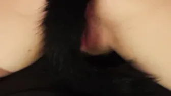 Little School cunt with mouth Cumslut Teases you with Her Tail Buttplug and Riding Dick