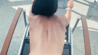 Gets plowed on the balcony of a cruise ship