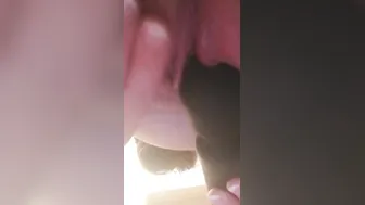 Pregnant mom close up squirt with vibrator