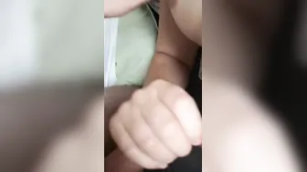Bombshell wifey jerking oily penis and gets cum from it.