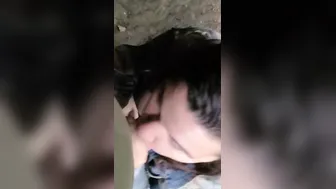 Risky point of view fellatio into outside park