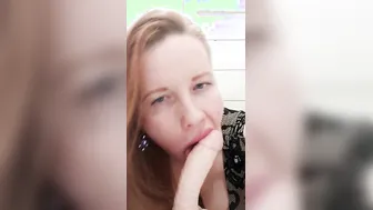 mom inside Dress Blows Toy and Caresses Dripping Snatch into the Bathroom
