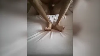 Blonde reverse cowgirl