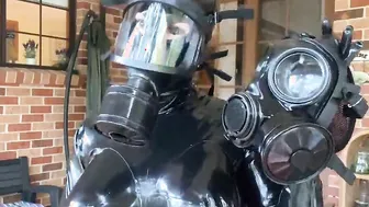 Rubber Alien Trying Out Bdsm Gas Masks