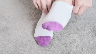 Try on my socks so you can view my foot - Roxycums69