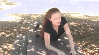 Lusty dark hair masturbates to a wild orgasm on the pool table