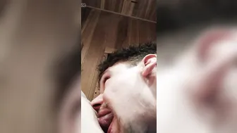 licks twat inside sauna