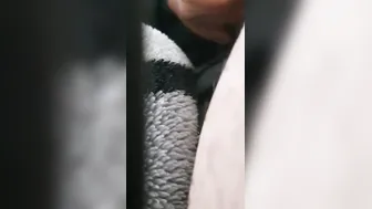 Step milf grabs Step son penis making him cum under blanket near hubby