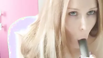 Incredible blonde barely legal homealone having fun with her holes