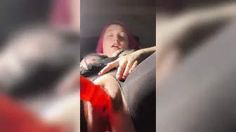 Masturbation squirting gigantic red vibrator