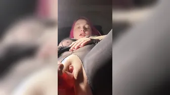 Masturbation squirting gigantic red vibrator