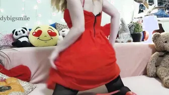 Red Haired Tease Gigantic BOOTY inside thongs use African tights and red heels outfit