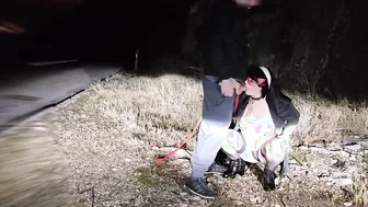 Nun skank sub drinks my piss on a outside road