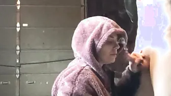 Scrawny Dicked Friend Pays For Oral Sex while Heather Kanes on Her Cigarette Break