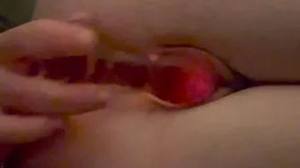 huge glass plug into her adorable little booty