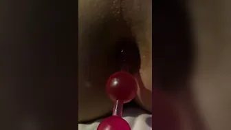 Submissive Daddy takes aggressive anal beads