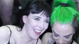 Irresistible bukkake for good tattooed babes Cleo and Phoenix