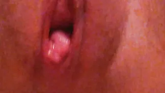 Shaved shiny twat upclose