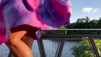 Wind Sucks Up My Skirt at the Lake to Reveal Thick  Juicy Hispanic Butt