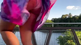 Wind Sucks Up My Skirt at the Lake to Reveal Thick  Juicy Hispanic Butt