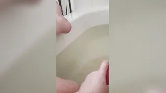 Warming up inside hot tub