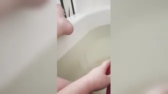 Warming up inside hot tub