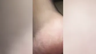 Watching his cum ooze all over my toes while I gives him a devils pedicure into tights