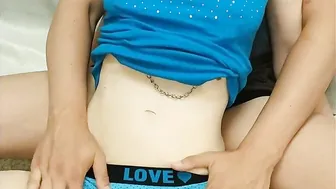 She hides her concealed desires under a T-shirt